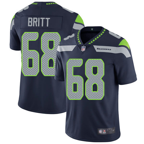 Seattle Seahawks Limited Navy Blue Men Justin Britt Home Jersey NFL Football #68 Vapor Untouchable->seattle seahawks->NFL Jersey